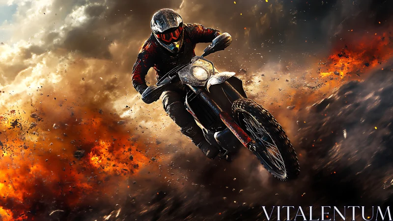 Firestorm trailblazer on a dirt bike ripping through chaos.