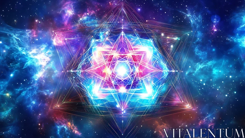 Stellar geometric energy core with luminous prismatic vectors.