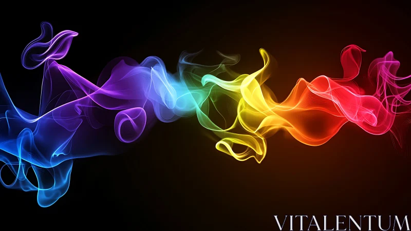 Radiant neon color waves flow across a deep black background