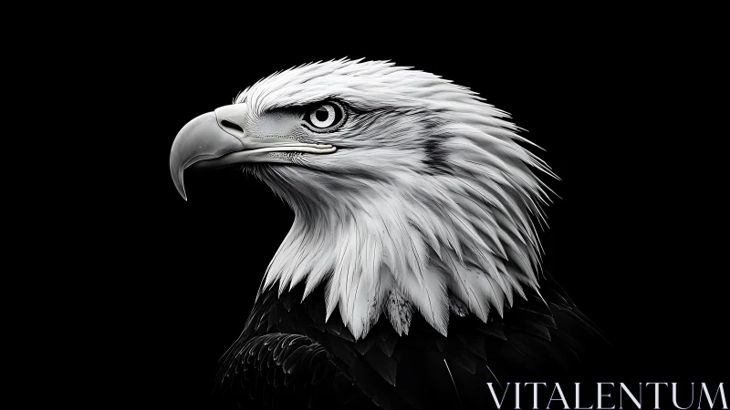 Majestic Bald Eagle Portrait in Dramatic Black and White Style.