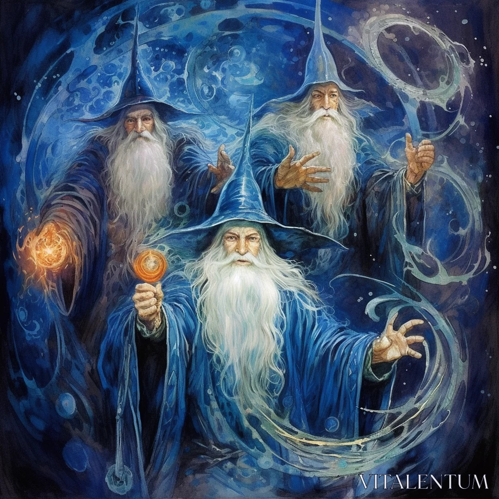PROMPT Blue Wizards perform a captivating magic ritual