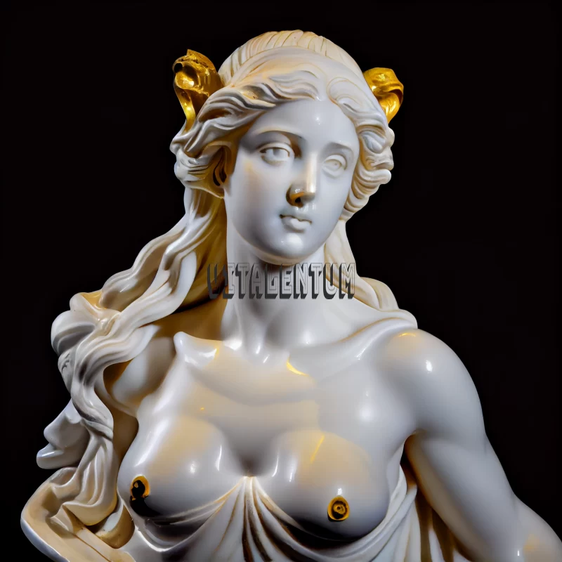 The Roman marble stature of the beautiful Greek Goddess Aphrodite is a stunning piece of art. It is  AI Image
