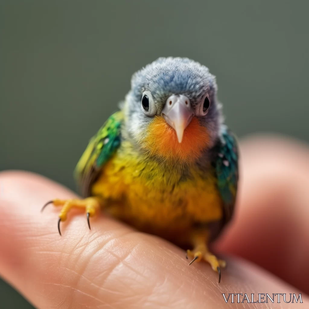 PROMPT Small, colorful bird sitting on someone's hand