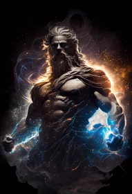 Erebus, the Greek God of Primordial Darkness, was clothed in ancient Greek garments, with a galaxy