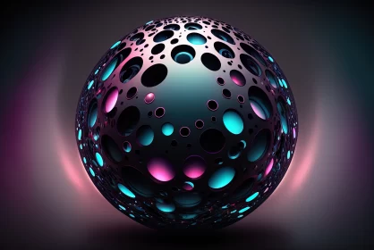 Enigmatic Elegance of Dark Pink and Blue Spheres: Mysterious Beauty in Harmonious Blend AI Image