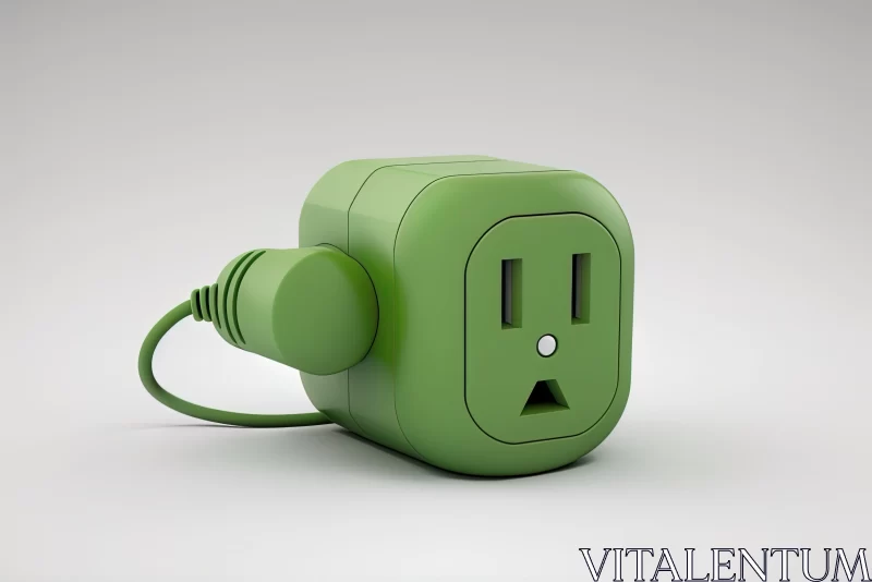 AI ART Eco-Friendly Power: Cool Green Electrical Plug on a White Background