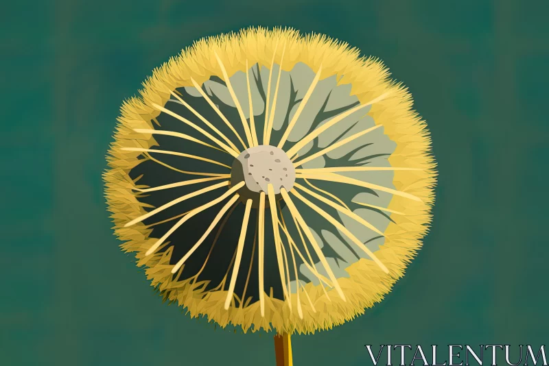 AI ART Whimsical Wishes: Playful Cartoon Shot of a Dandelion Blooming Against a Green Background