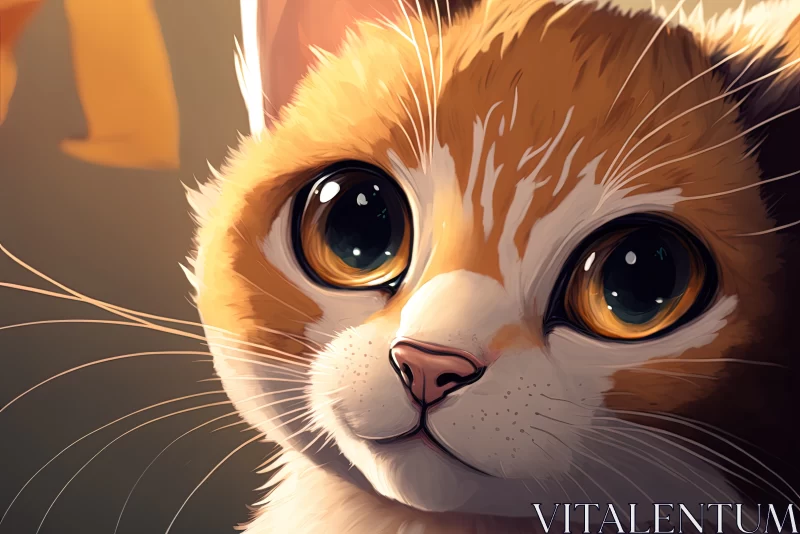 Captivating Gaze: Closeup of a Cute Little Domestic Kitten AI Image