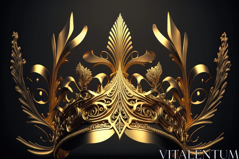 Exquisite Golden Crowns with Feather and Leaf Gold Decorations AI Image