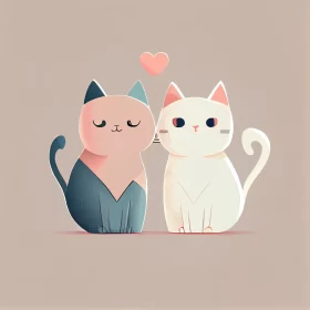 Two Cute Cats Sharing a Special Bond and Love AI Image