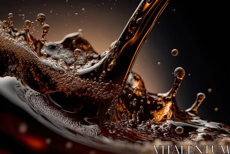 Macro Shot of Bubbly Cola Drink, Sparkling with Refreshment AI Image