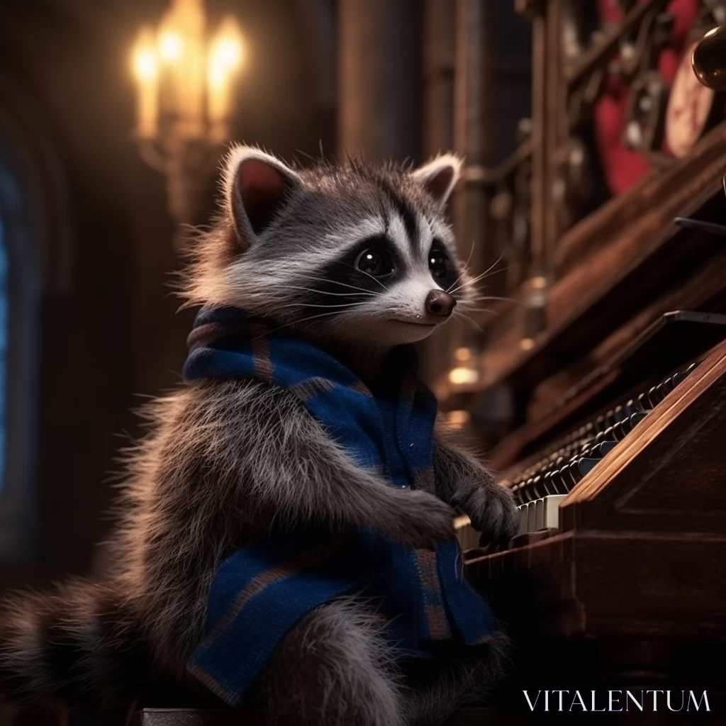 PROMPT Adorable Raccoon Cub in a Gothic Church | Enchanting Organ Play and Anthropomorphic Charm - AI gener
