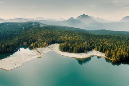 Aerial Serenity: Majestic Lake Eibsee and Forest in Germany