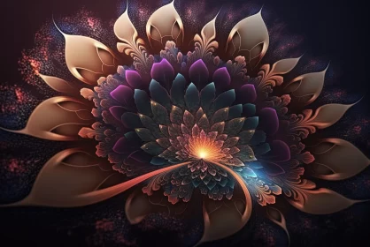 Fantasy in Bloom: Abstract Fractal Flower of Mesmerizing Beauty