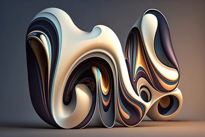 Serenity in Stone: Beige Toned Marble Flowing Waves AI Image