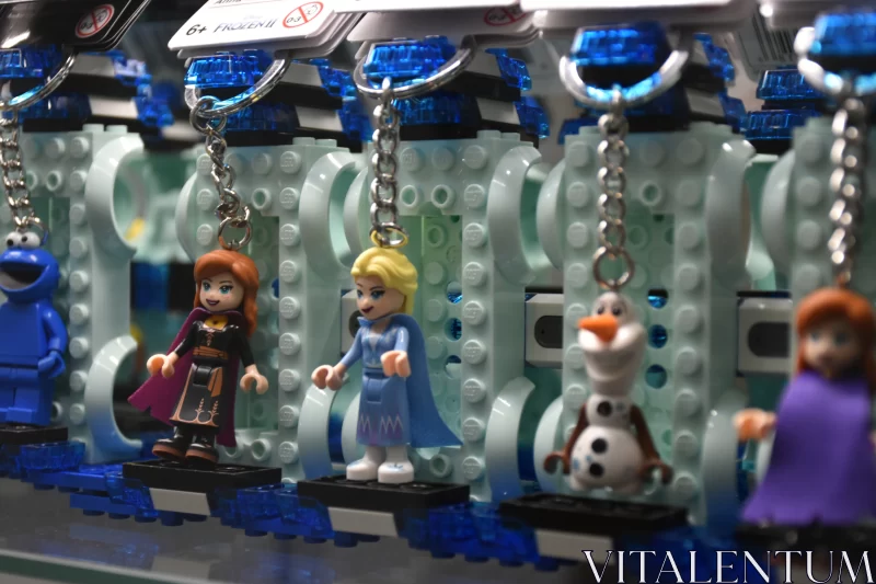 Magical Keepsakes: Frozen Characters Come to Life in Lego Keychains Free Stock Photo