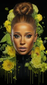 Ariana Grande AI portrait with yellow flower