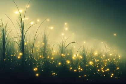 Whispers of the Night: Ethereal Firefly Dance Amidst Tall Grass