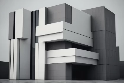 Elegantly Unbalanced: Asymmetrical Facade of Gray and White Modern Building