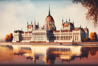 Budapest's Architectural Gem: Parliament Building from a Picturesque View by the River