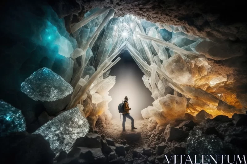 Sparkling Wonders: Exploring the Enchanting Depths of a Crystal Mine AI Image