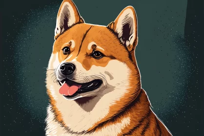 Cartoon-like Shiba Inu: Digital Art of a Playful Dog Cartoon