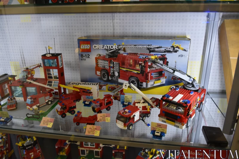 Vivid Red Fire Engine Exhibit Ignites Imaginations at Lego Museum Free Stock Photo