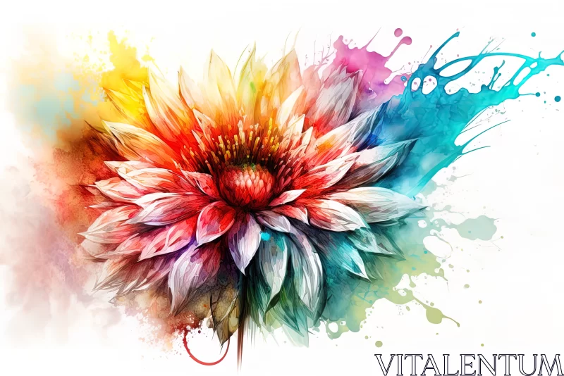 Whimsical Wonder: Watercolor Illustration of Colorful Fairy Flower AI Image