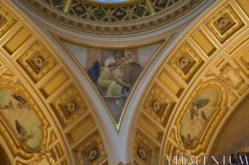 Celestial Canvas: Painting Under the National Museum Dome Free Stock Photo