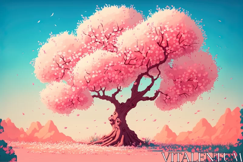 AI ART Whimsical Beauty: Dreamy Cherry Blossom Tree in Spring