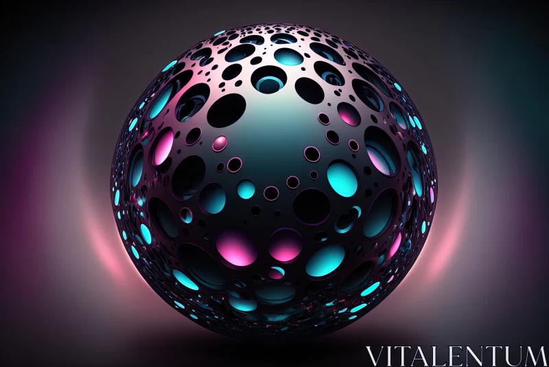 Enigmatic Elegance of Dark Pink and Blue Spheres: Mysterious Beauty in Harmonious Blend AI Image