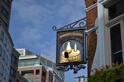 Gilded Sign of a Unique London Pub