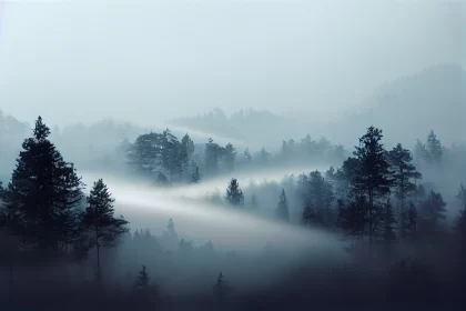 Elegance Amidst Nature: Blue Light in an Elegant Forest with Mist