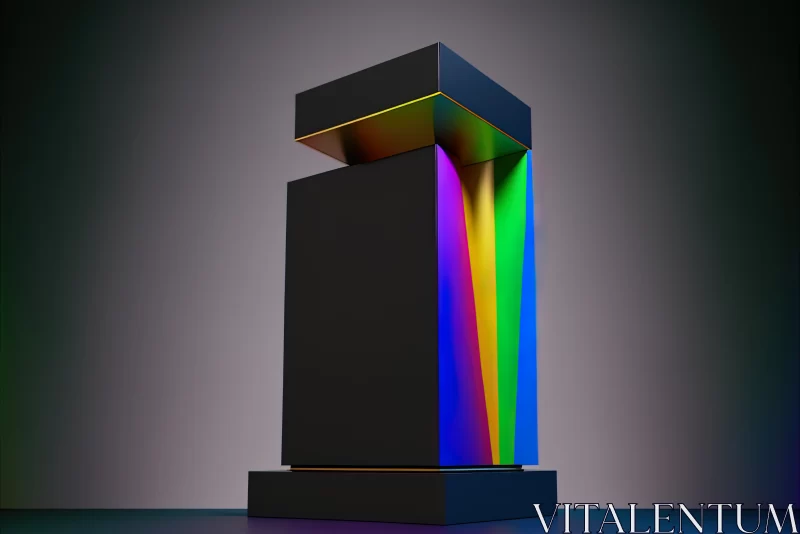 Elevated Excellence: Realistic Podium Product Display in Radiant Rainbow Lights AI Image