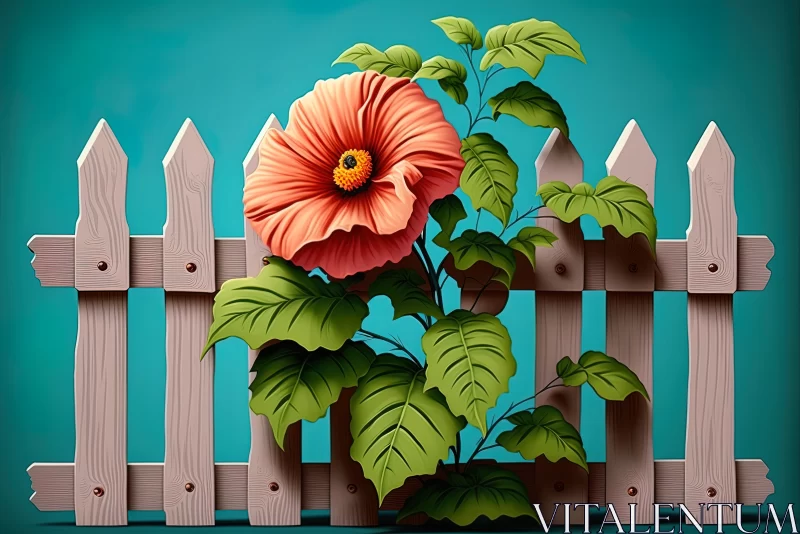Enchanting Orange Blooms Embracing a Decorative Fence AI Image