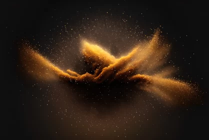 Golden Burst: Dynamic Background with Particle Dust AI Image