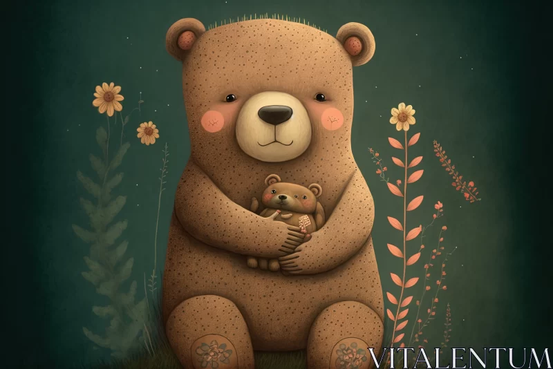 Nature's Gentle Giant: Endearing Bear Illustration AI Image