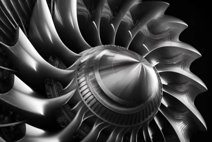 Power and Precision: Close-Up of a Turbojet Engine in an Aircraft AI Image