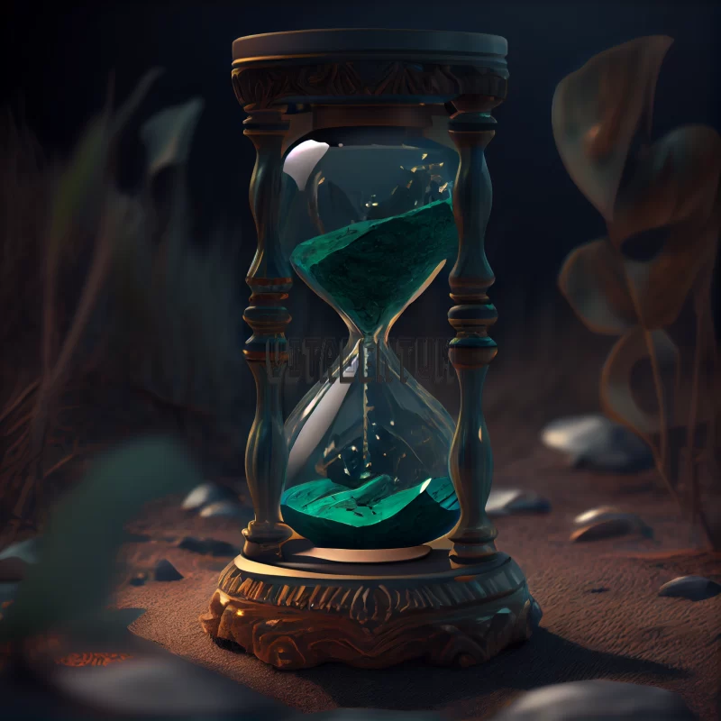 Life Measurement: The Hourglass of Turquoise Sand AI Image