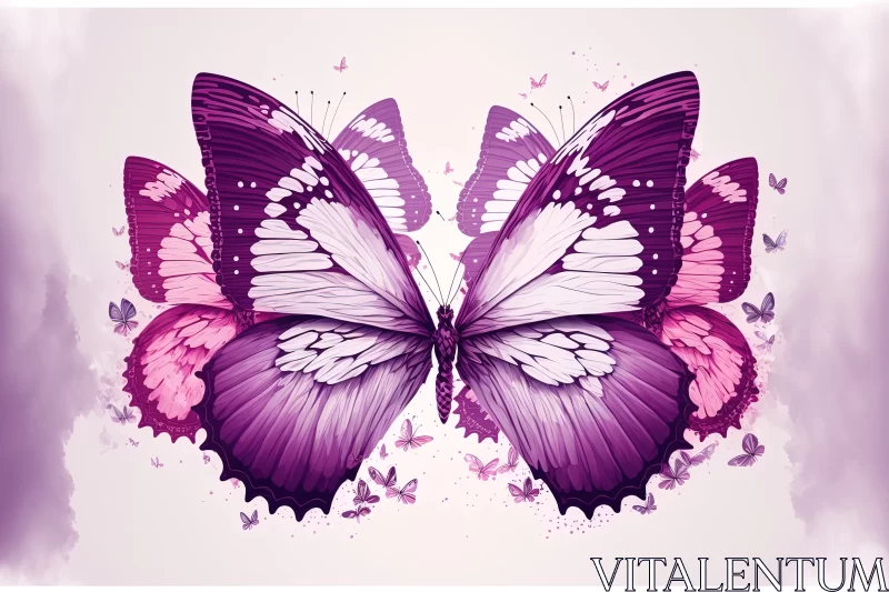 Delicate Soaring Butterflies in Pink and Purple Colors AI Image