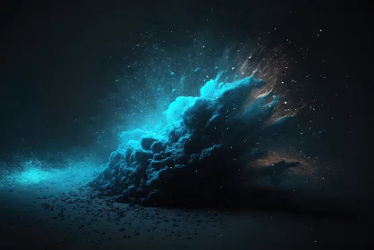 Blue Glowing Dust Particles: Mesmerizing Luminescence in Delicate Motions AI Image