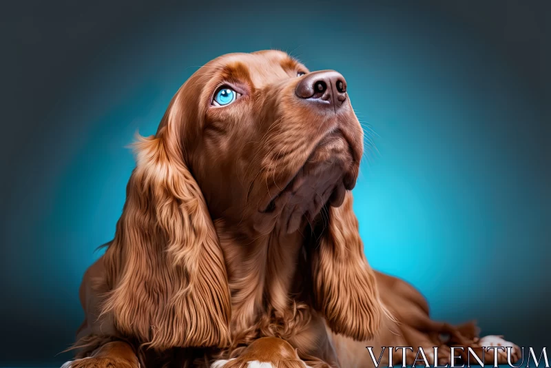 Eyes of Wonder: Portrait of a Beautiful Chocolate-Colored English Cocker Spaniel with Vibrant Blue E AI Image