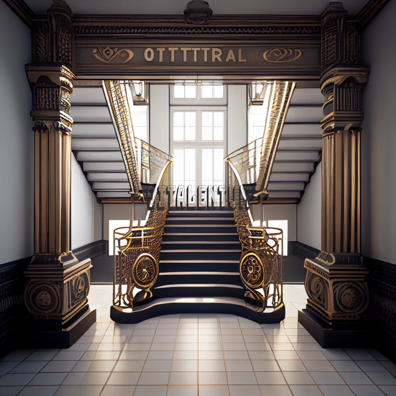 AI ART The Hotel OTTTTRAL's Grand Staircase: A Part Of History And A Symbol