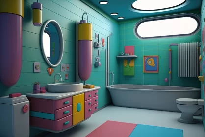 Modern Oasis: A Beautifully Bright Bathroom in Pink and Blue Tones