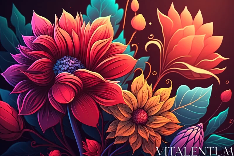 Colorful Delights: A Close-Up Shot of Beautiful Vibrant Flowers AI Image
