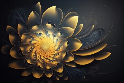 Glowing Serenade: Digital Illustration of an Abstract Yellow Flower