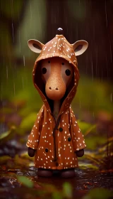 A Cute Baby Giraffe Coated In Spots And Walking Through A Rain Forest AI Image