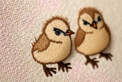 Sweet Innocence: Small Brown Chicks on a Cloth with a White Surface