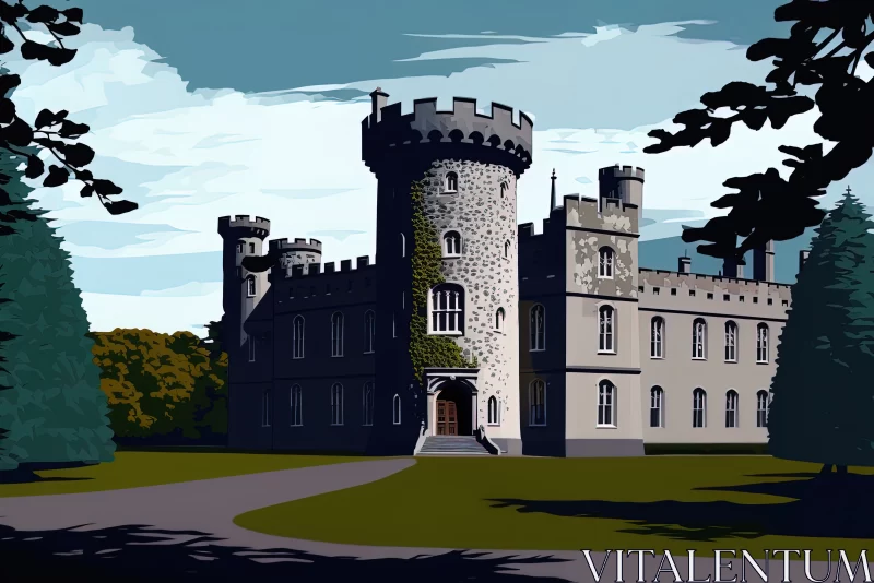 Gloomy Majesty: Kilkenny Castle and Park in Enigmatic Colors AI Image