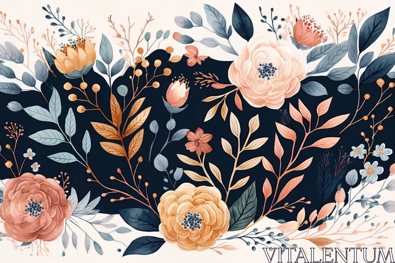 Watercolor Whimsy: Hand-Drawn Floral Pattern Illustration AI Image